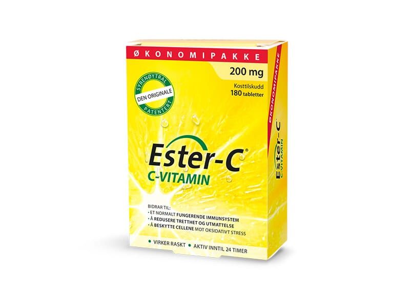 Ester C 200 mg vitamin-C 180tab økonomipakke