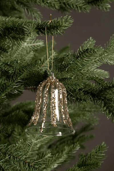 Hovedbilde Bjelle i glass med glitter, 8 cm