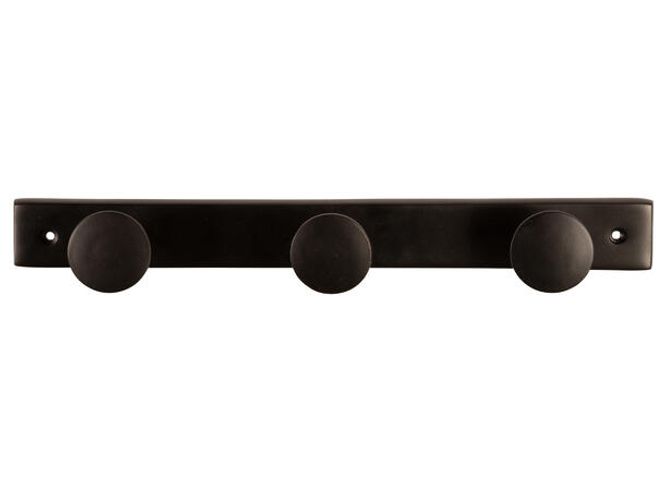 Hovedbilde Knaggrekke 3 knagg sort metall 42x5x5cm