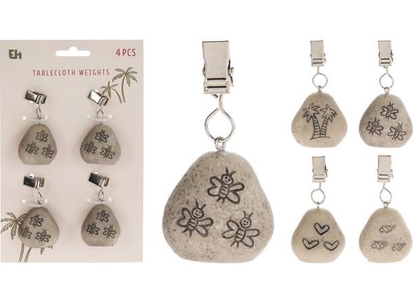 Hovedbilde Duklodd stein m/dekor 4stk 4ass