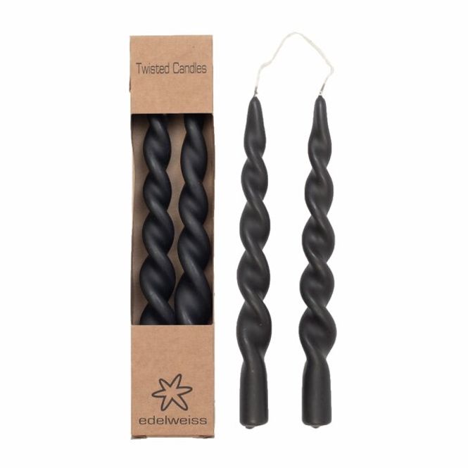 Hovedbilde TWISTED Candles 2stk i eske, 2,2x24 Muted Black