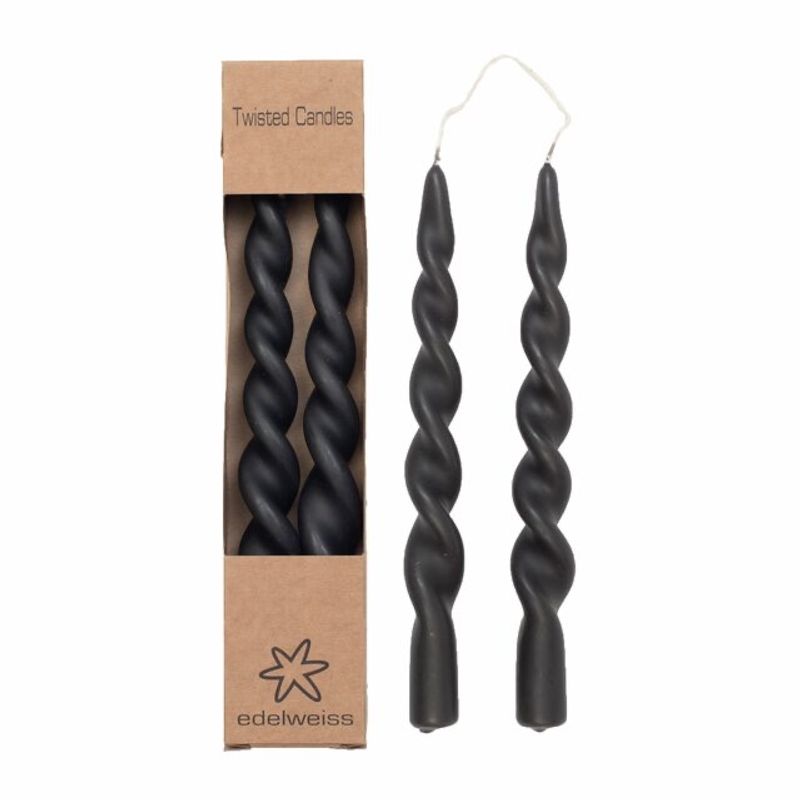 TWISTED Candles 2stk i eske, 2,2x24 Muted Black