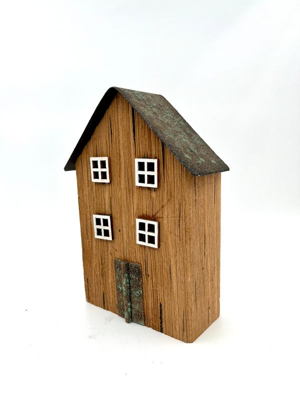 Dekorasjon Hus, medium, tre og metall