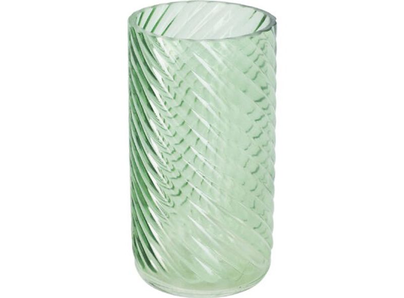 Vase glass stripet 19x10cm 4ass