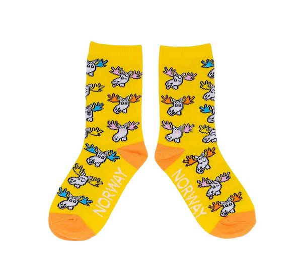 Hovedbilde Barnesokker, Funny Moose, gul, 6-8 år