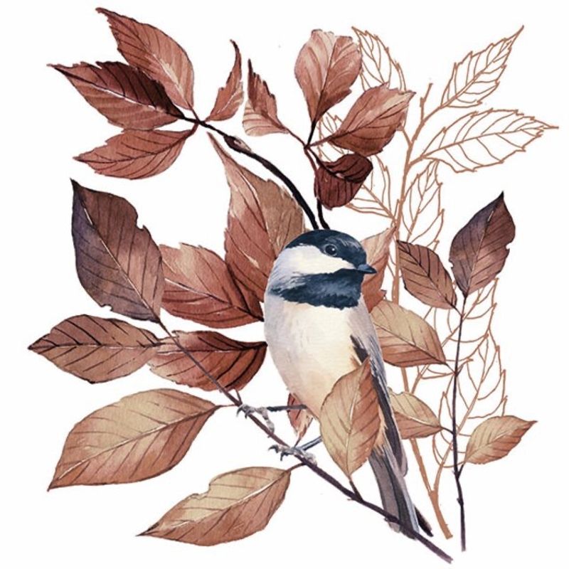 Lovely Chickadee white serviett - Lunsj 