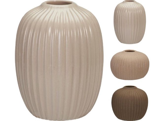 Hovedbilde Vase sandfinish stripemønster 3ass Sett med 3 