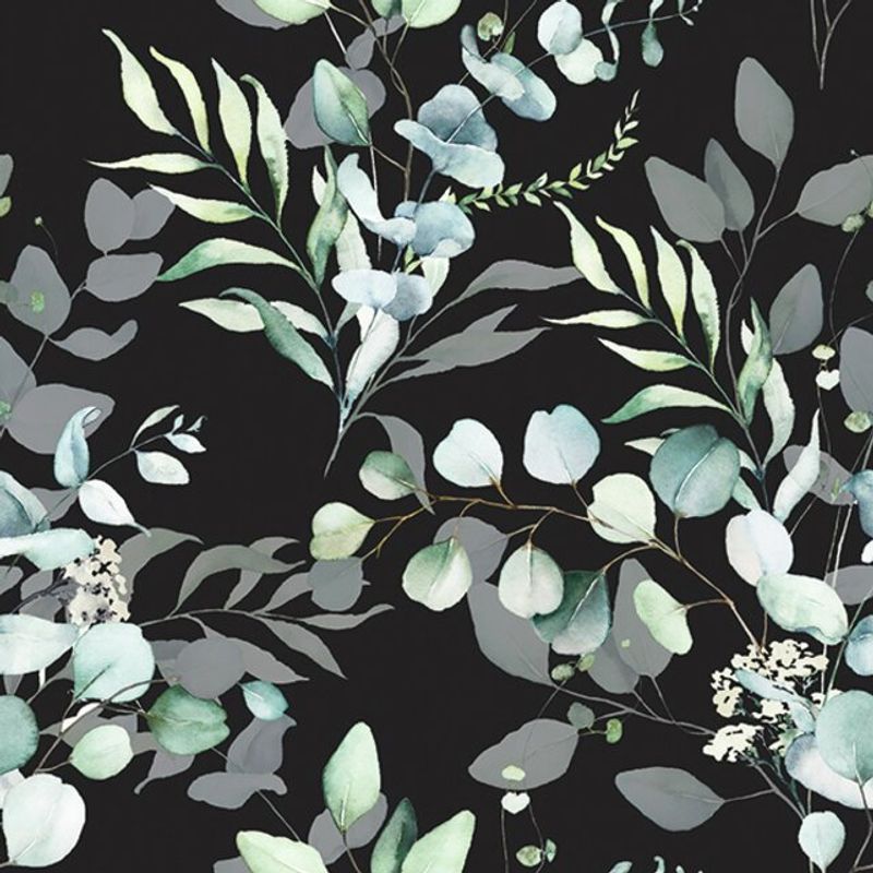 Servietter Lunsj Eucalyptus All Over Black