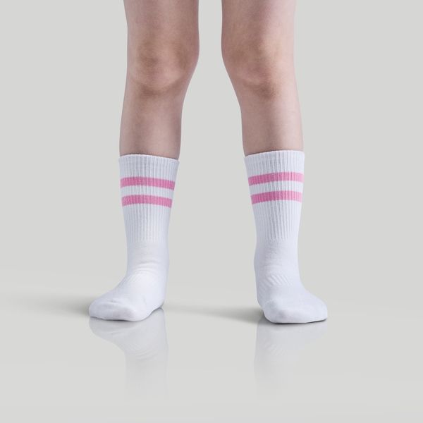 Hovedbilde Bambusa Tennissokker til barn, hvit med rosa ...