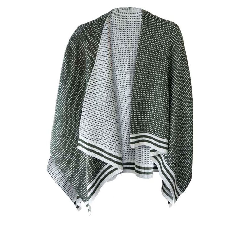 Ullponcho, Islender, grønn/hvit