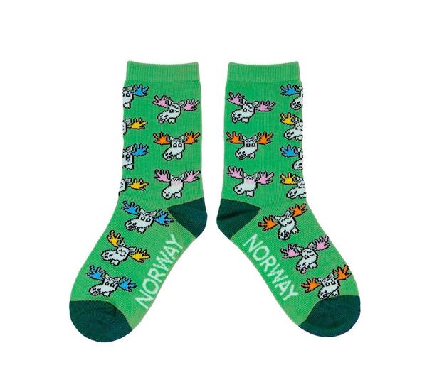 Hovedbilde Barnesokker, Funny Moose, grønn Str. 4 - 6