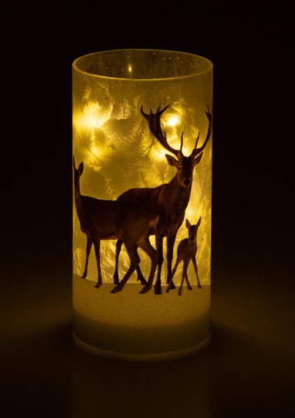 Hovedbilde Lyslykt LED hjortedyr familie 8x16cm