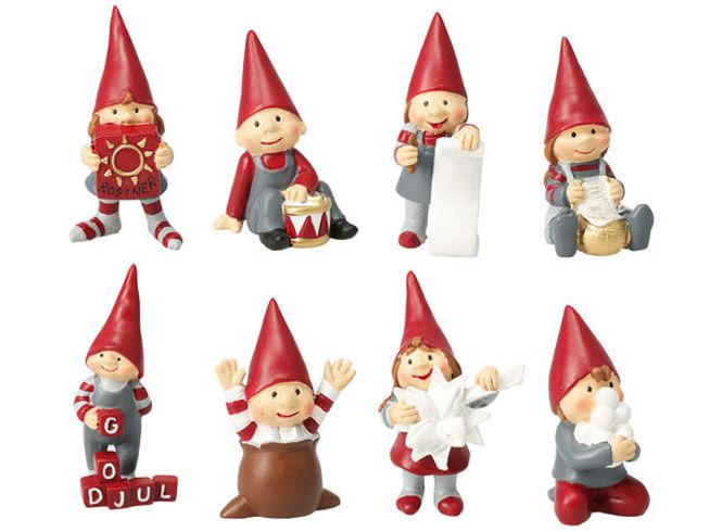 Hovedbilde Nisse figur ca 7,5cm rød/grå 8ass