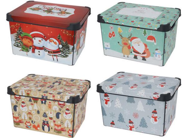 Hovedbilde Boks Julemotiv 41x24x30cm 4ass