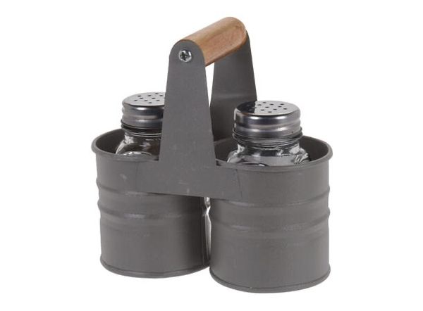 Hovedbilde Salt & pepper glass grå metallholder 2st